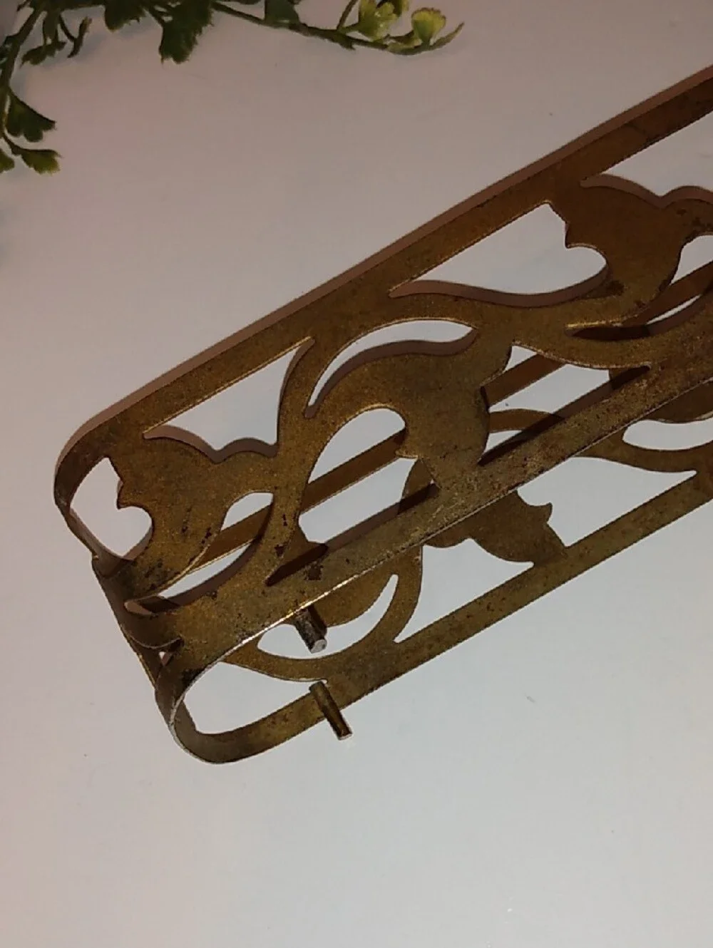 Green Glazed Ceramic Planter Trio with Gold Metal Holder